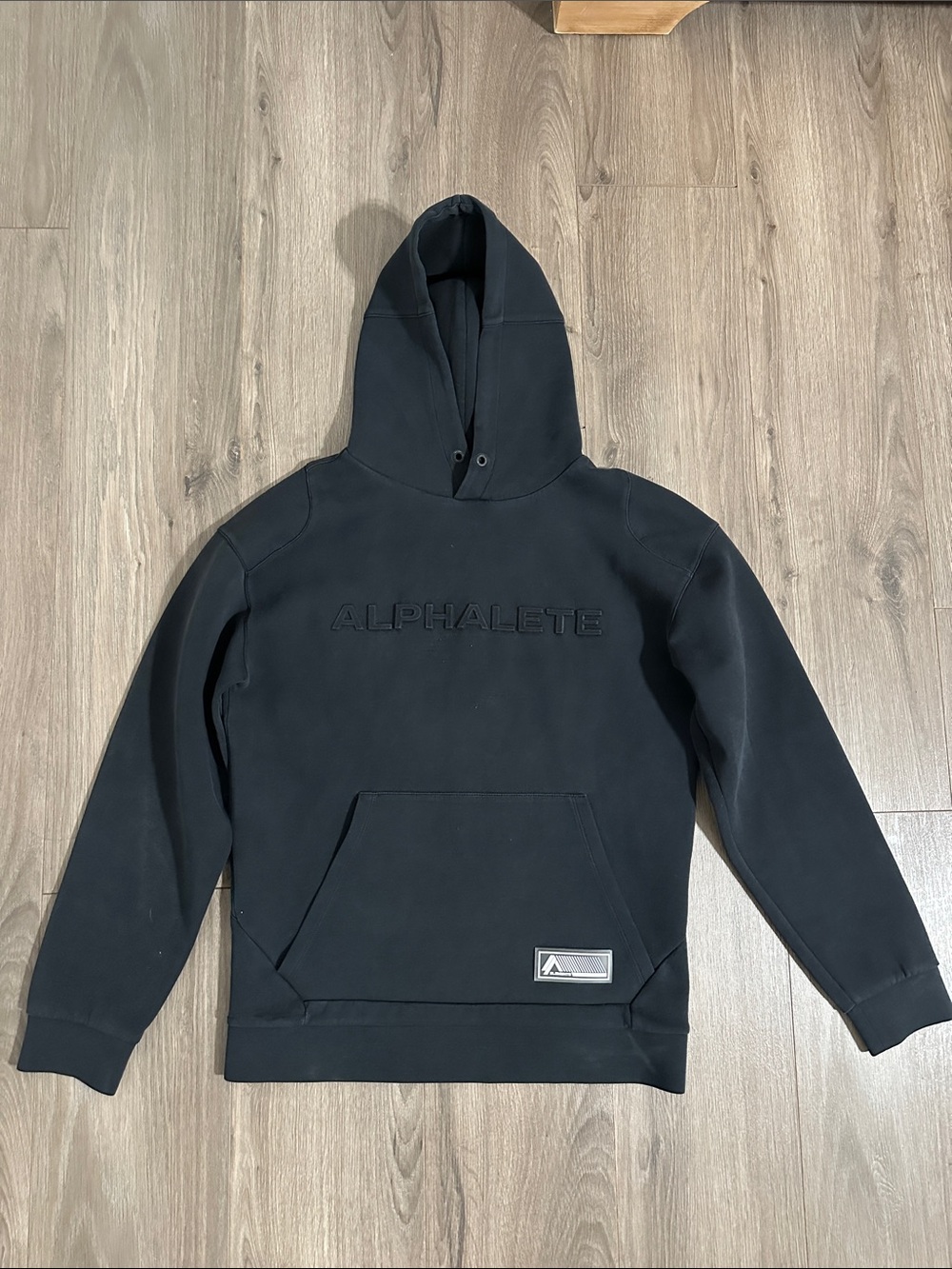 Alphalete Hoodie Men's Black Hooded Sweatshirt with Embossed Logo Unisex